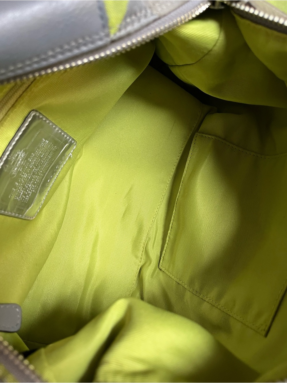 Coach Gray 🩶💚 Lime Signature Satchel with Leather Trim, EUC Y2K - Picture 2 of 7